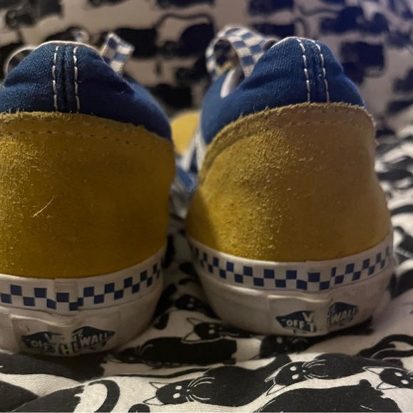 Vans Kids Size 3 Yellow and Blue Old School checkered laces shoes Sneakers - Picture 5 of 6